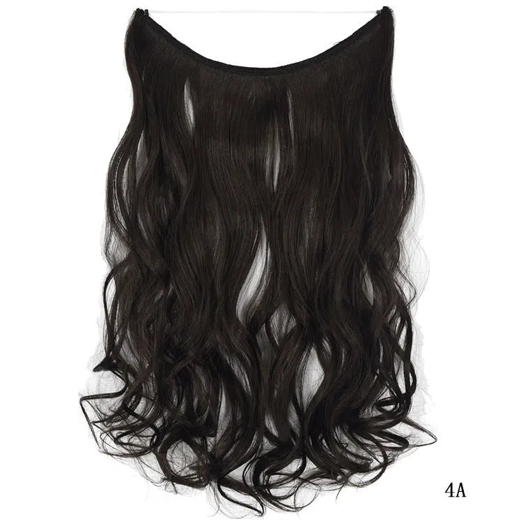 22 inch invisible wire hair extension, silky straight synthetic, 55cm long, 80g, no clips