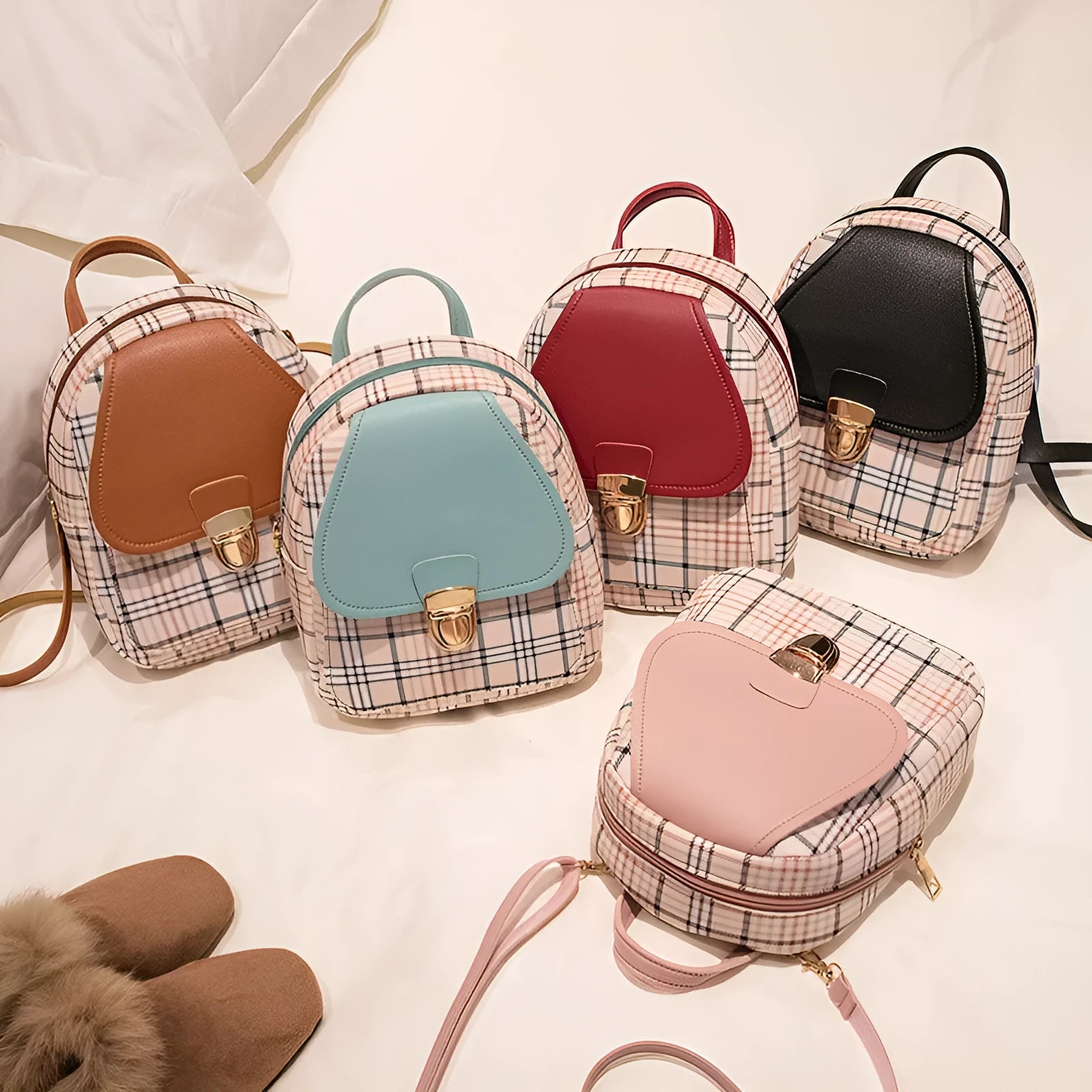 A one shoulder diagonal phone bag in PU fabric, shown in one of five colour options.