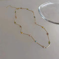 Square colour clavicle chain necklace with geometric artificial crystal pendant in gold tone