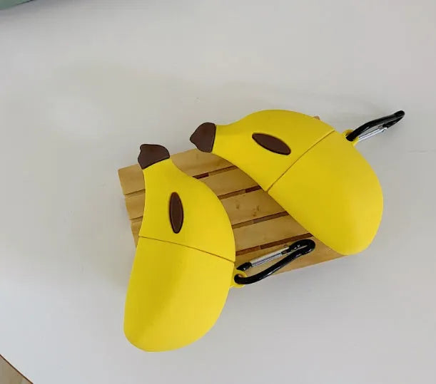 Yellow banana-themed silicone protective case for Apple AirPods Pro wireless Bluetooth earphones
