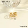 Gold plated adjustable ring with zircon stones in a geometric heart and drop shape design