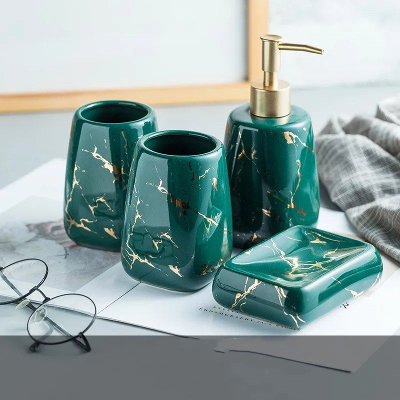 Ceramic bathroom wash set in light luxury style with decal process treatment