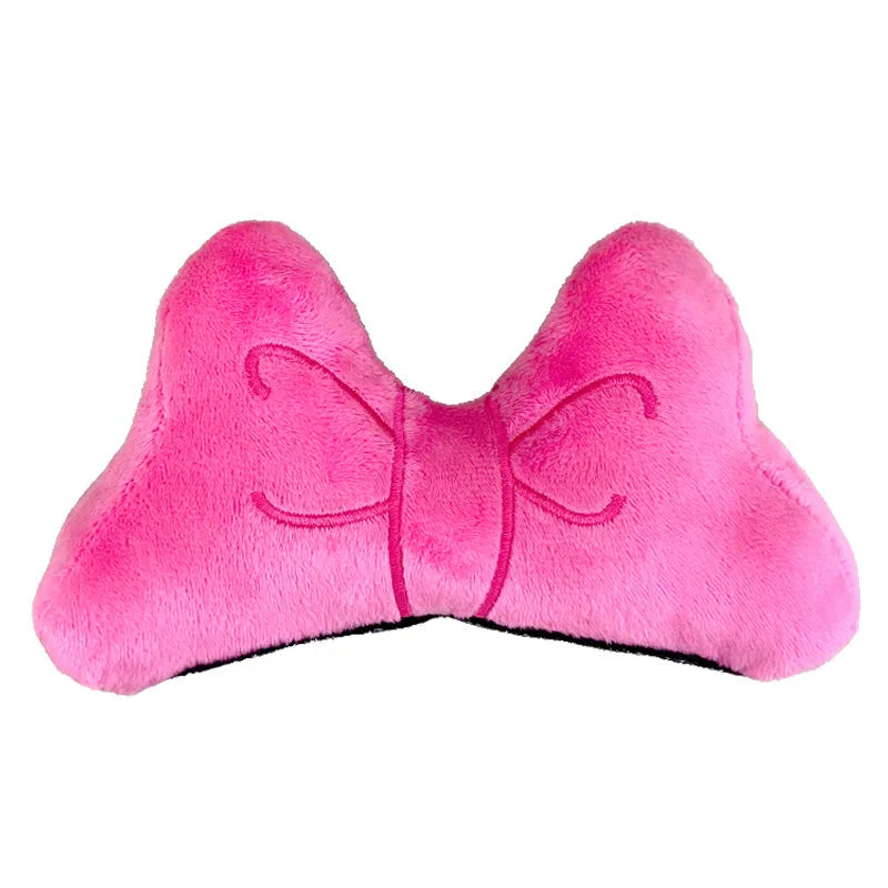 Plush bow helmet decoration for electric motorcycle and ski helmets in red, peach pink and rose pink colours