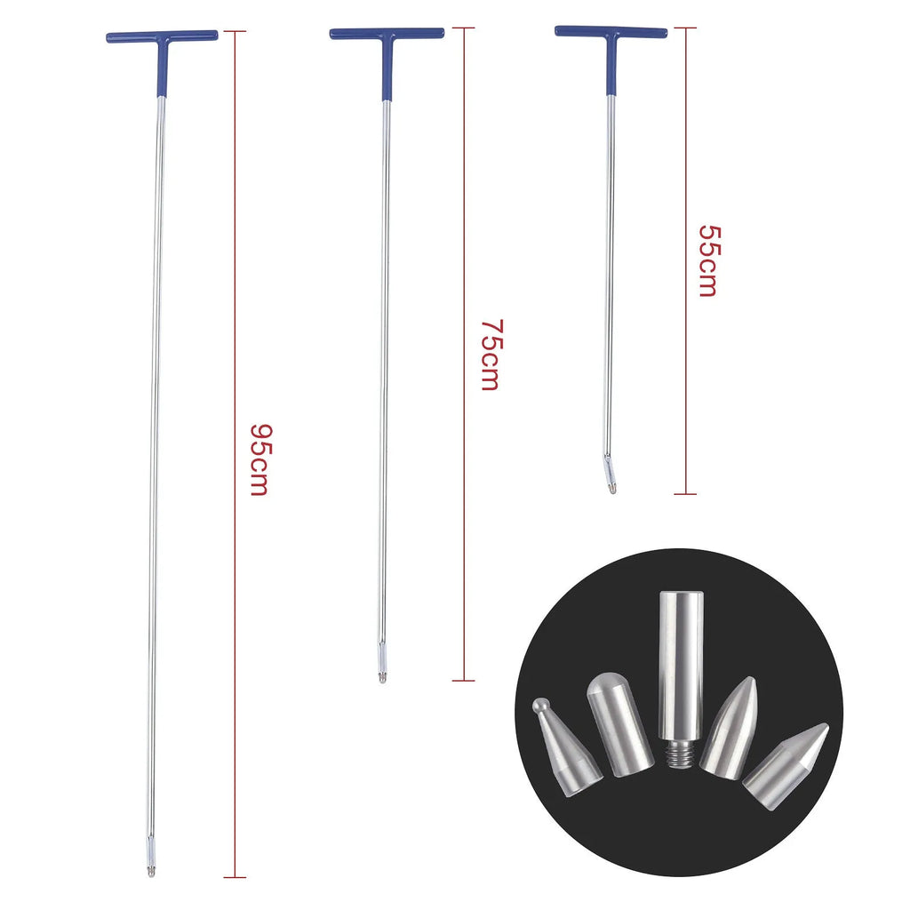 Three alloy steel car dent repair tools for vehicle body panel straightening and maintenance