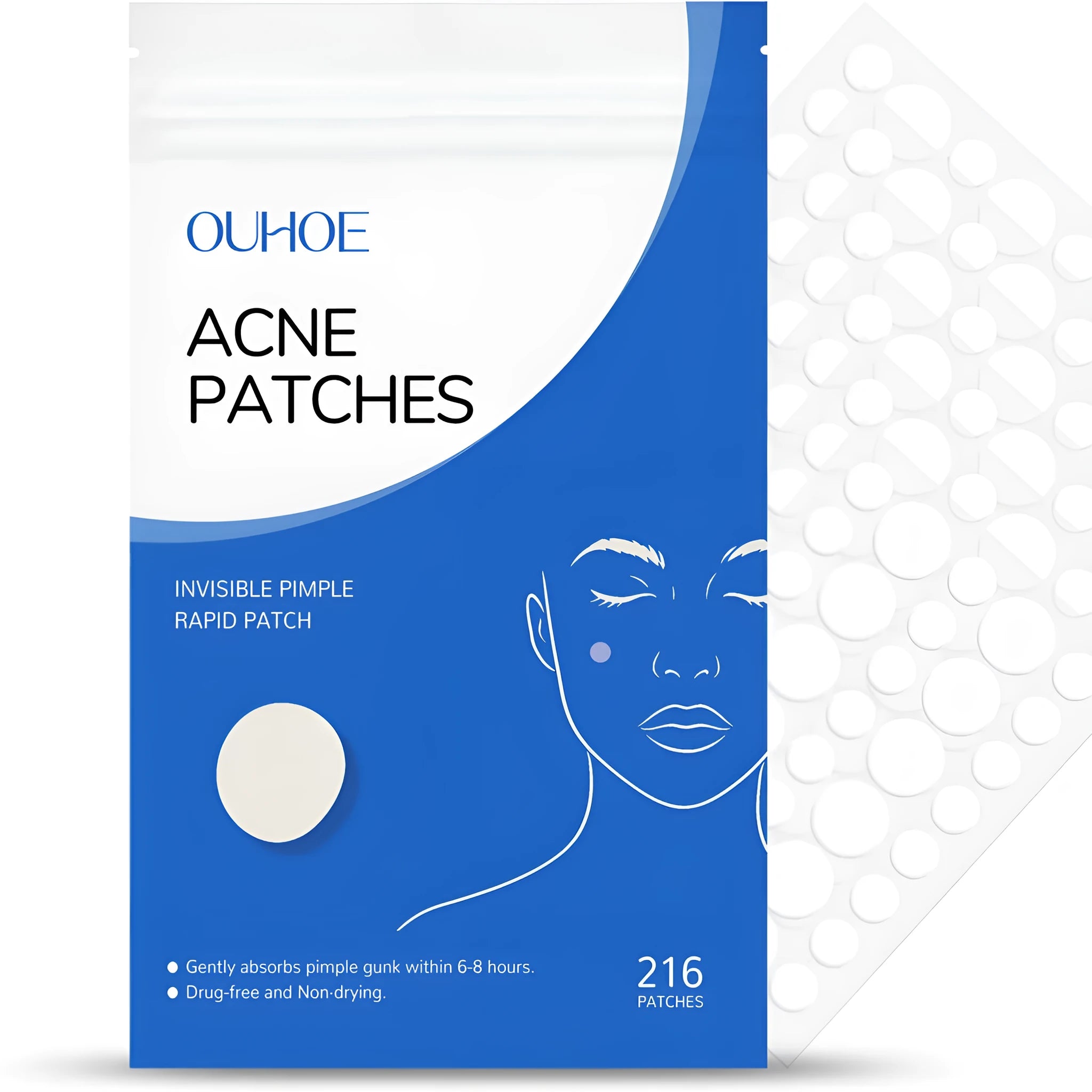 216-count acne treatment patches with tea tree oil, vitamin E and salicylic acid formula