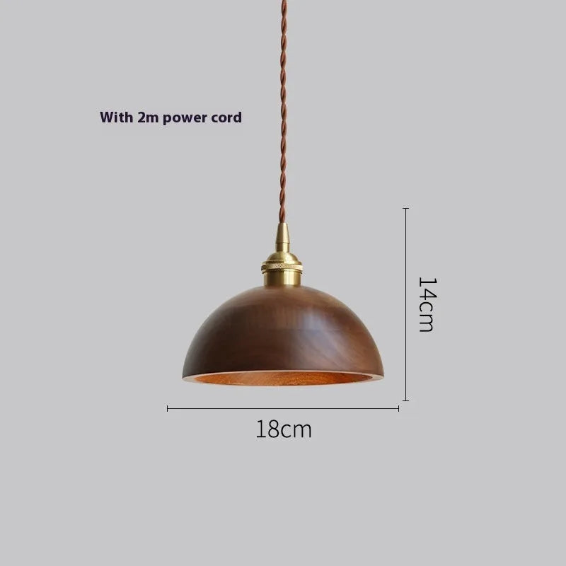 Single-head black walnut and copper droplight chandelier with a leisure window design