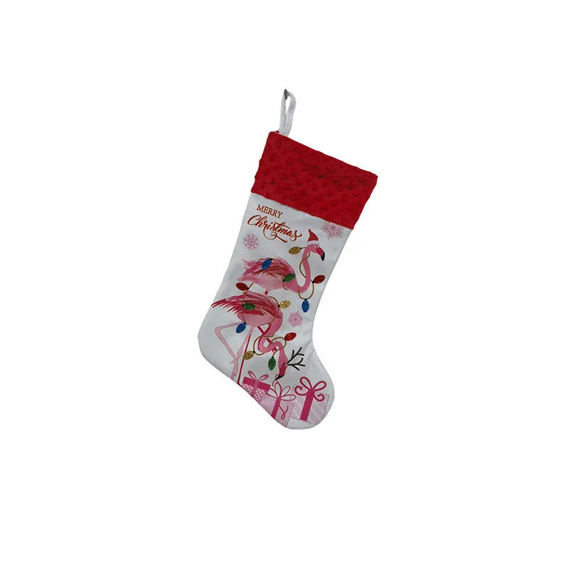 Cloth Christmas stocking decoration with American style design measuring 46cm by 28cm