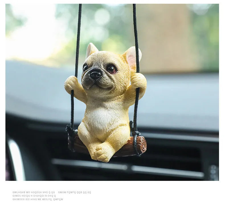 Resin bulldog cartoon-style car hanging ornament for rearview mirror decoration