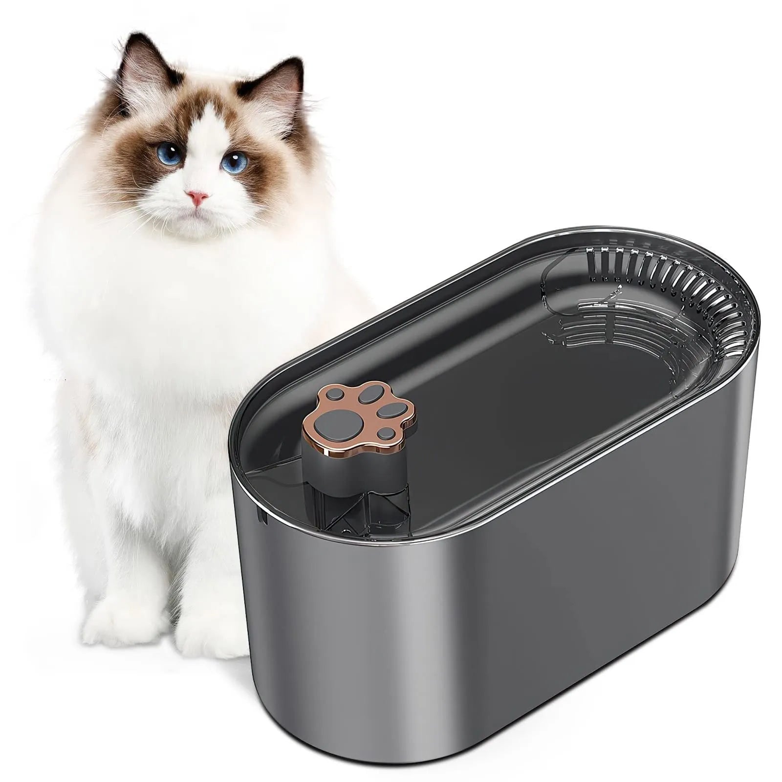Berlin blue automatic pet water fountain with triple filtration system and 3L capacity