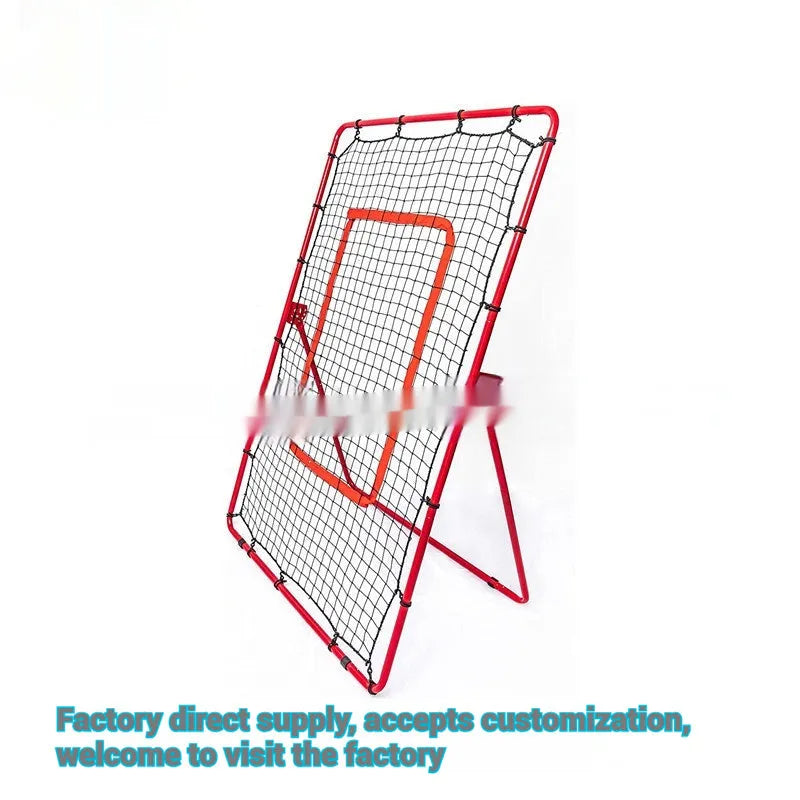 Red metal frame portable baseball training net folded to 95cm long