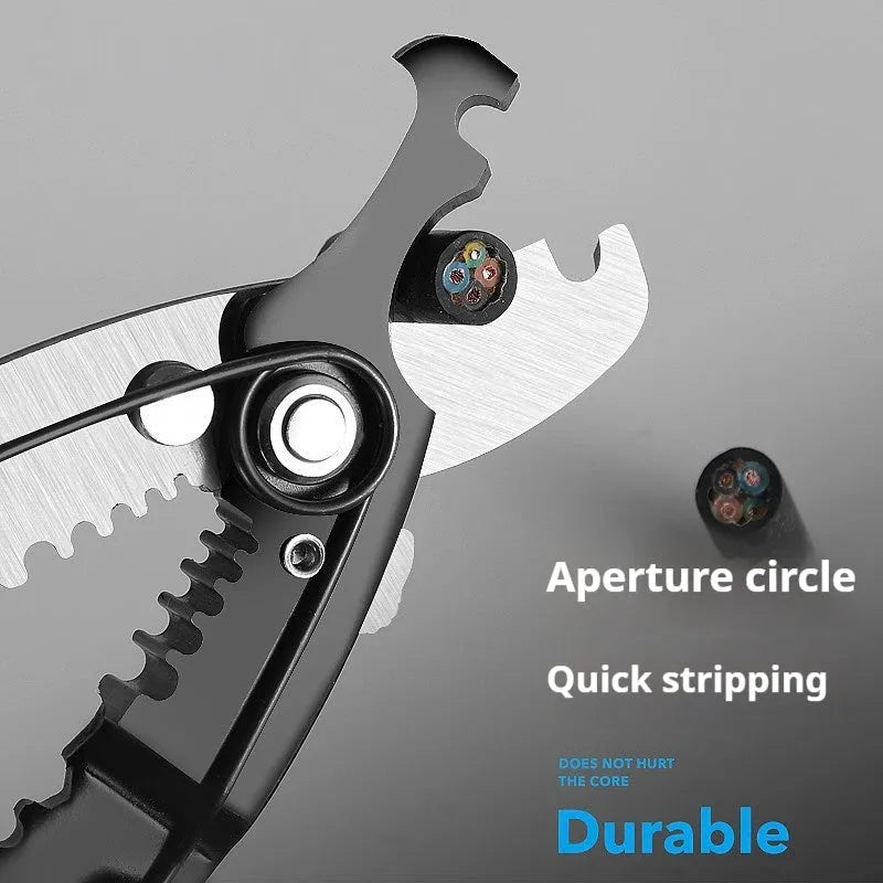Fully automatic wire stripping pliers with high carbon steel blades for electricians