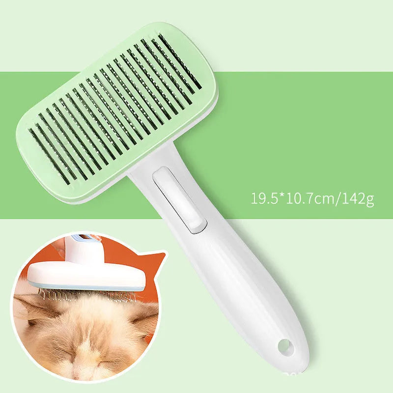 Automatic pet hair removal comb with needle brush system in blue colour option