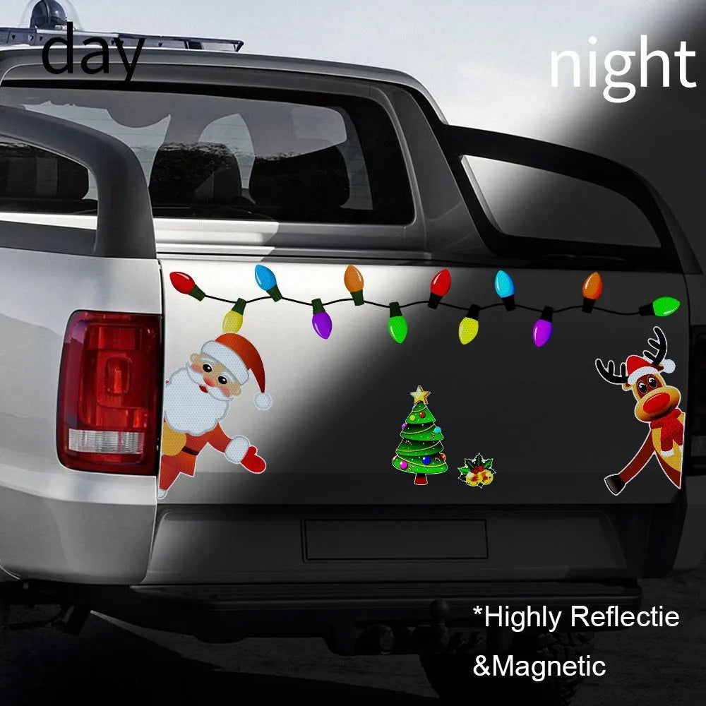 Medium Christmas elk reflective magnetic car decoration sticker in cartoon style.