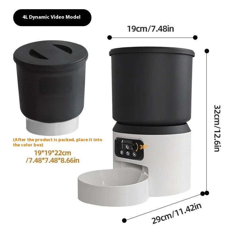 4 litre smart pet feeder with timing function and remote monitoring options for cats and dogs