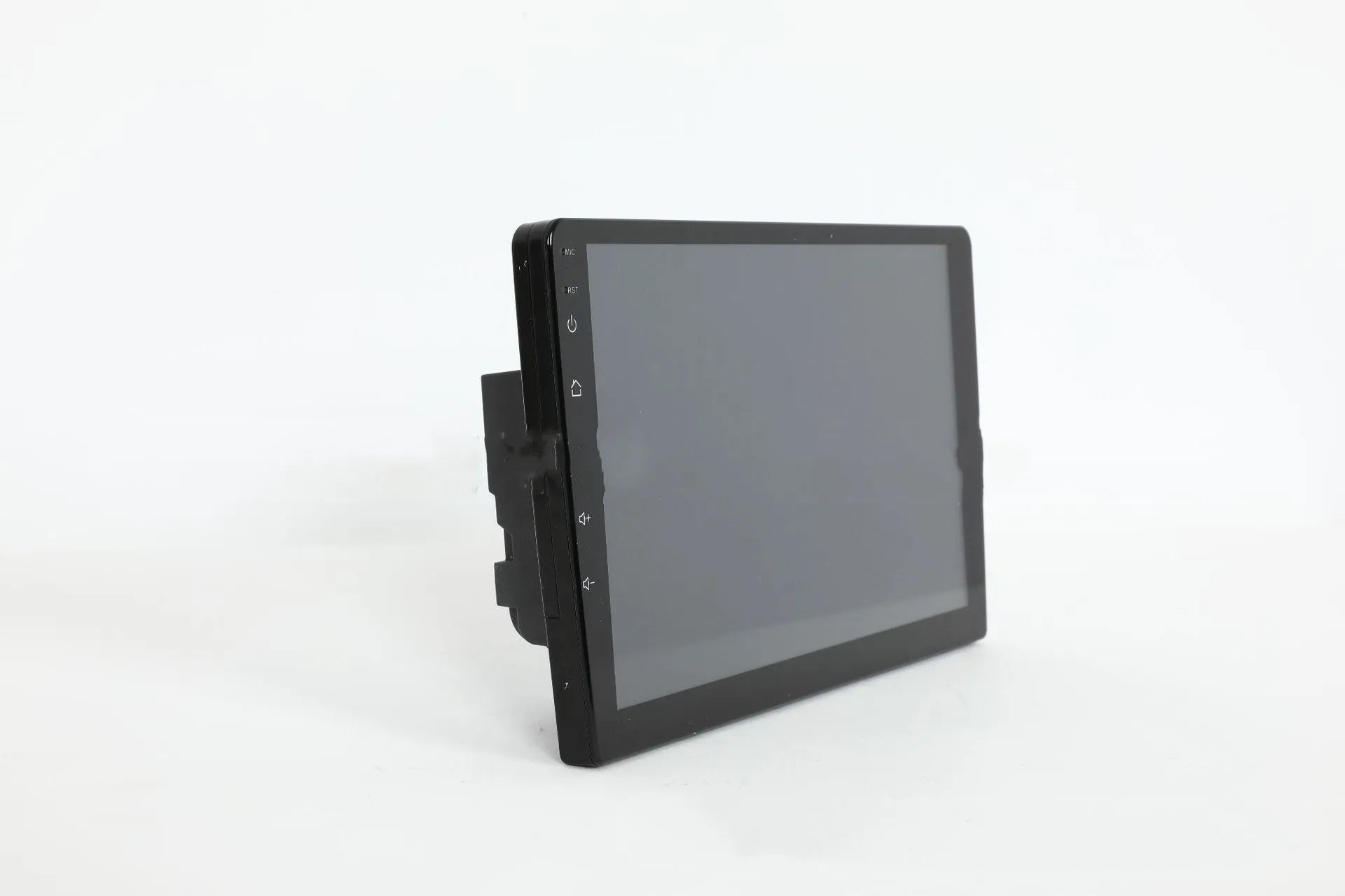 10.1 inch Android universal car stereo with black trapezoidal touch screen panel