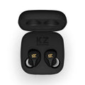 Black Z1 true wireless Bluetooth in-ear headphones with earbuds displayed next to charging case.