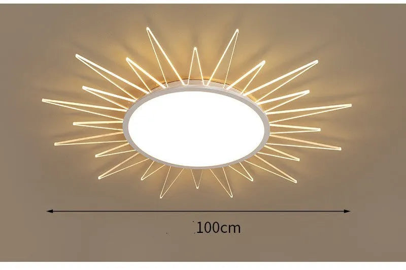 Round aluminium LED ceiling lamp with remote control dimming in multiple size options