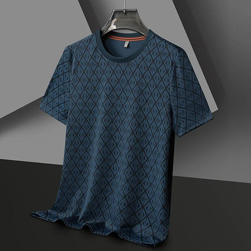 Men's loose fit short sleeve T-shirt in antibacterial ice silk fabric available in four colours
