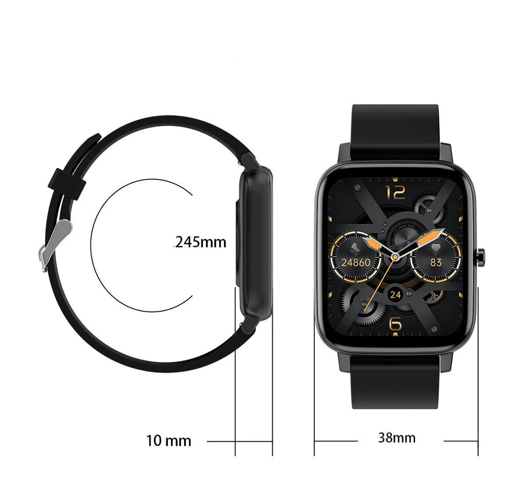 H80 black sports smart watch with silicone strap showing ECG and blood oxygen monitoring on screen