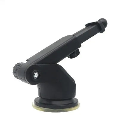 Universal car phone bracket with telescopic long rod mounted on car dashboard holding smartphone
