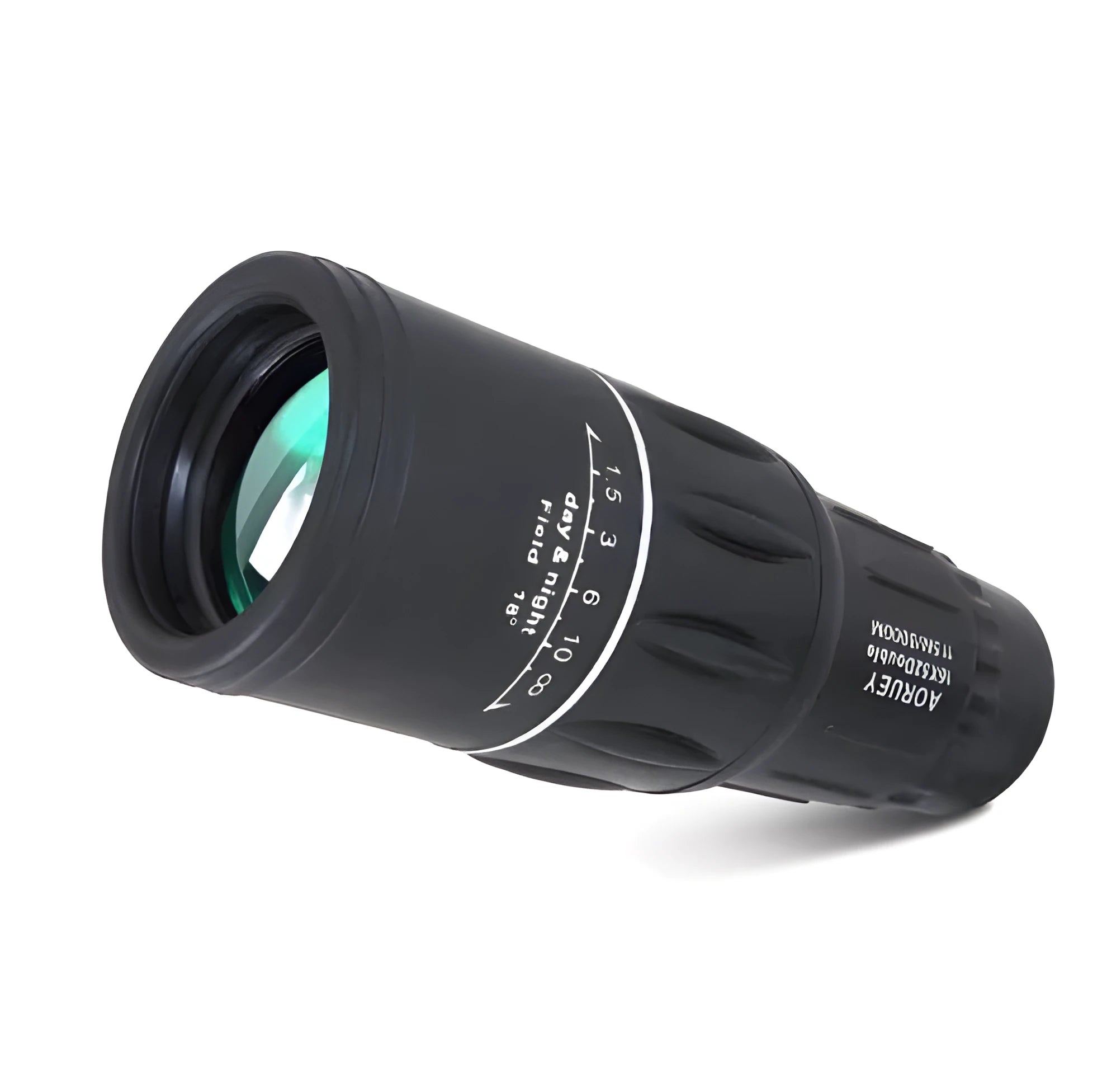 Black 16x52 high power monocular telescope with wide-angle lens and eyepiece focus adjustment.