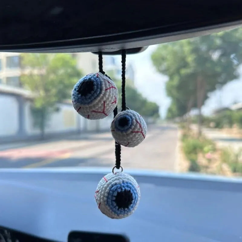 Plush hand-woven cartoon automobile hanging ornament for rear-view mirror decoration