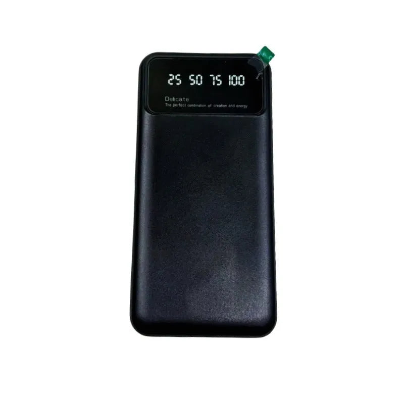 Black ultra-thin 10000mAh power bank showing compact 67x140mm dimensions