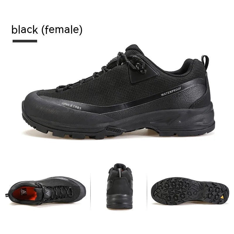 Men's low-top mountain climbing shoes with leather mesh upper and lace-up design