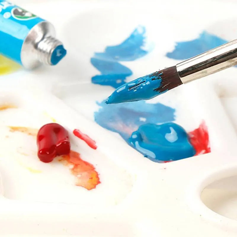 Gouache paint set boxes showing 12, 18, and 24 colour options with 5ml and 12ml tube sizes