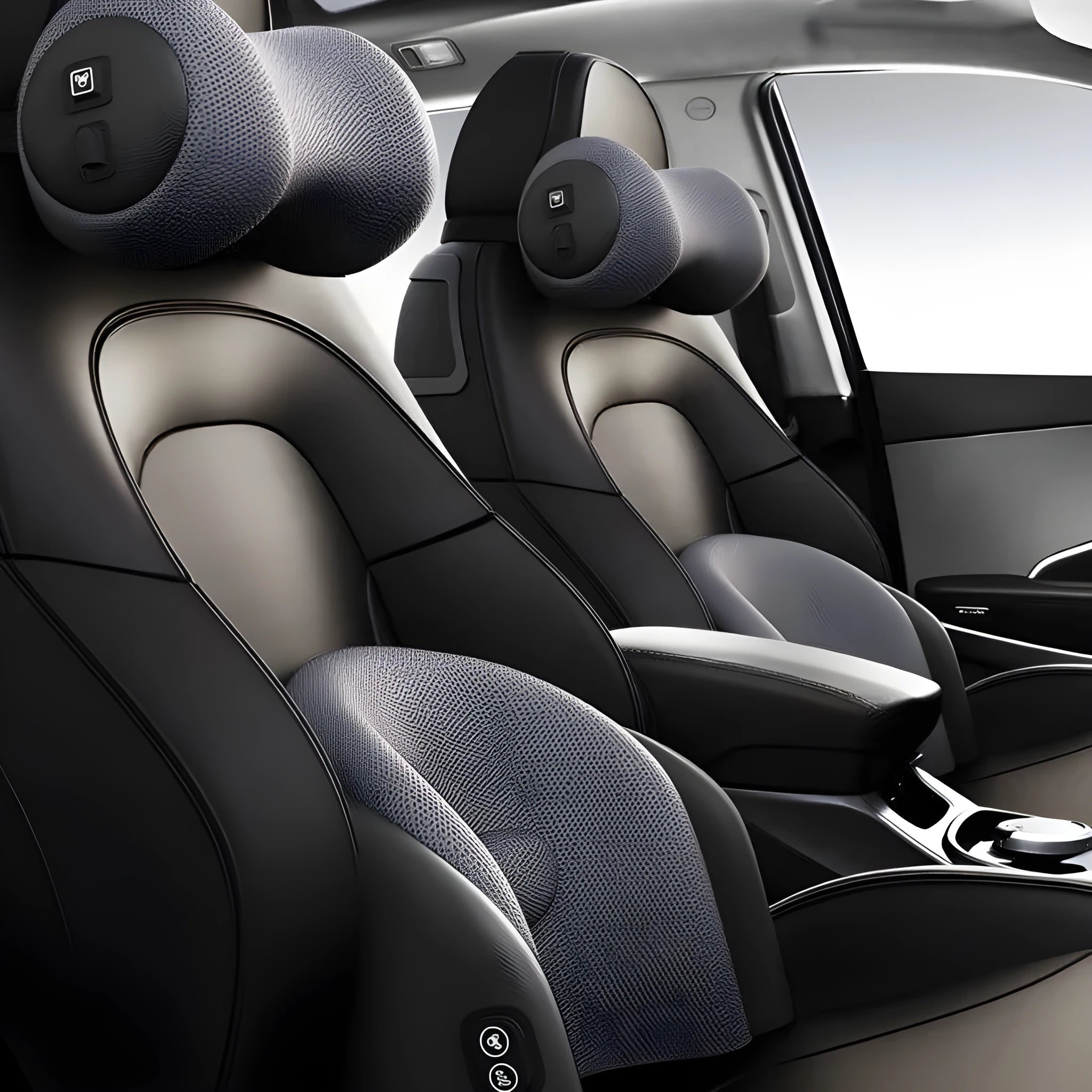 Car seat massage cushion with memory cotton filling in classic black, mocha brown and space grey colour options