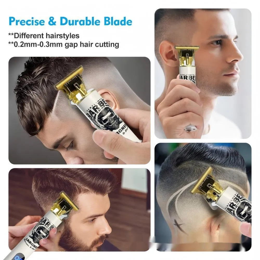 Rechargeable hair clipper set with stainless steel cutter head and USB charging cable
