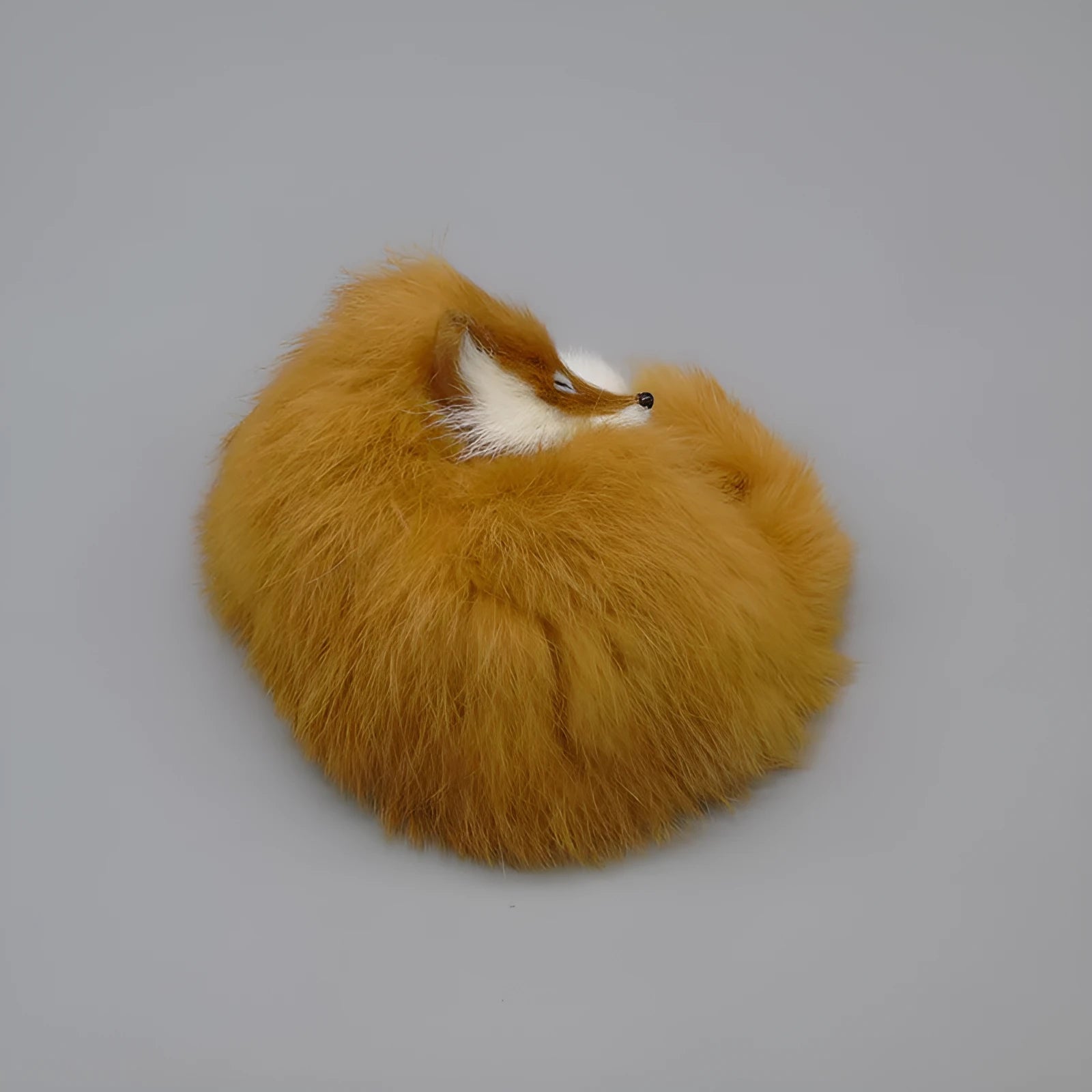 Artificial white fox fur handicraft model 15cm tall for home or car decoration