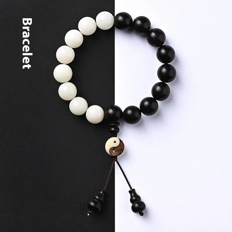 White corypha umbraculifera blackwood bodhi prayer bracelet with 11mm eight-diagram beads
