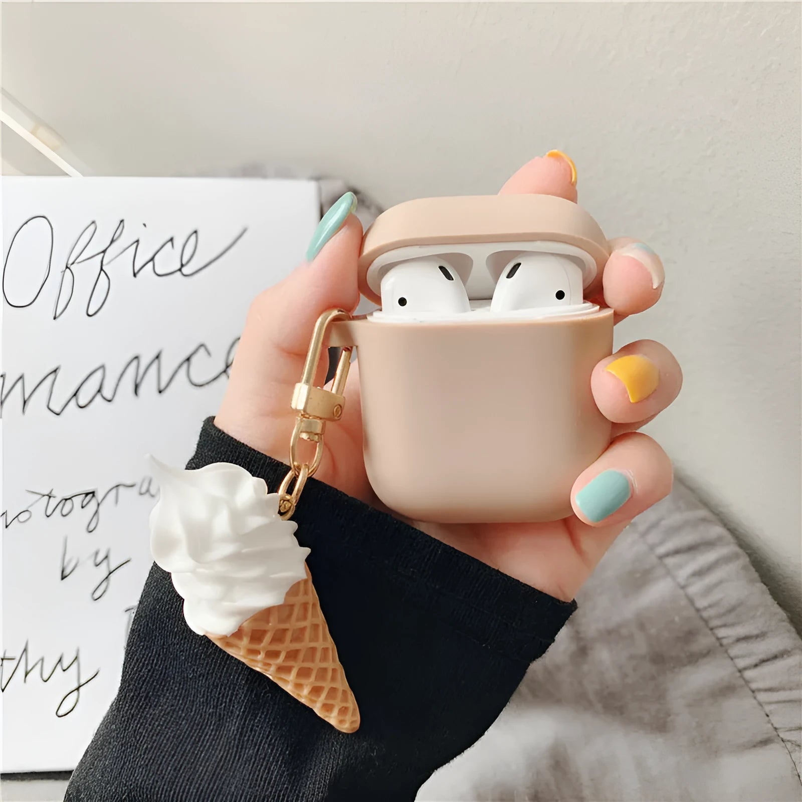 Silicone cylinder ice cream design case for AirPods 2 wireless Bluetooth headphones