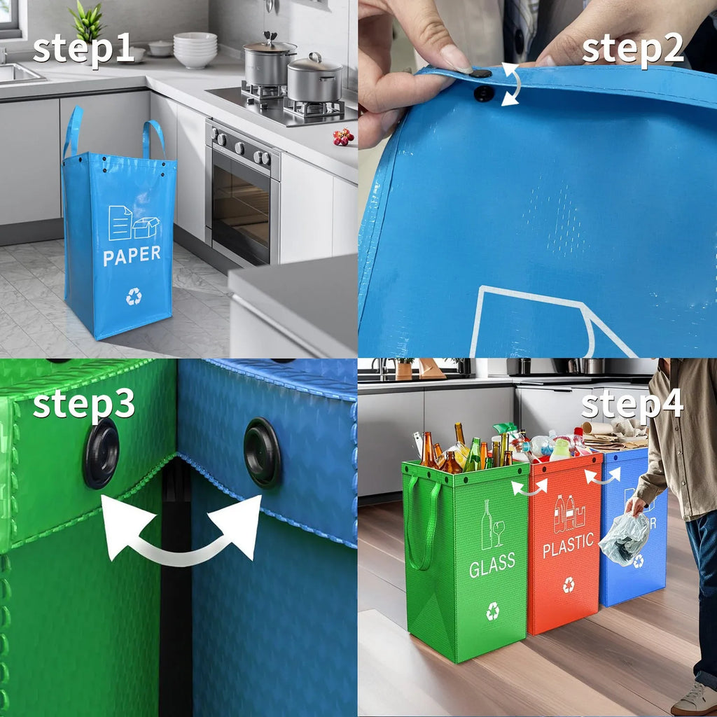 Plastic 40-litre capacity household waste bin with clean bag design for recycling organisation