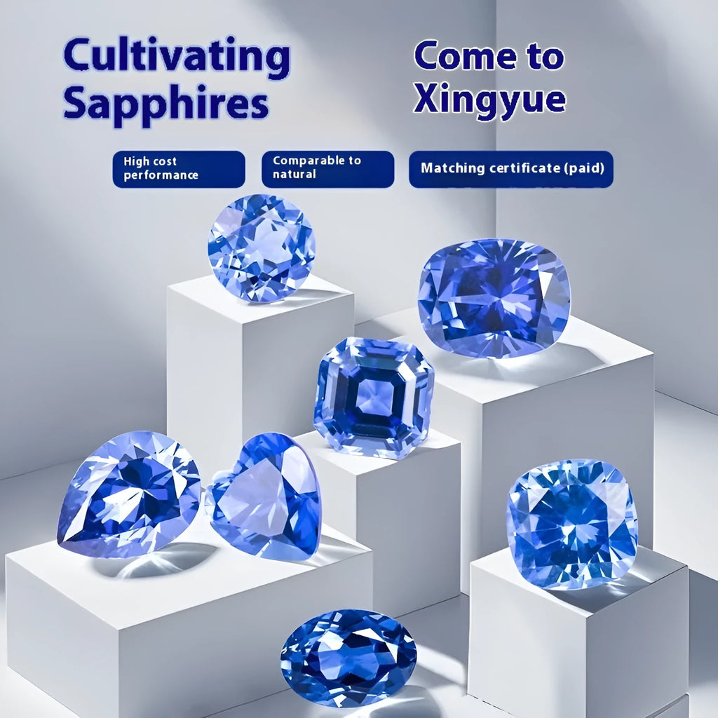 Royal blue love-shaped tiara cut gemstone for jewellery making on a white background.