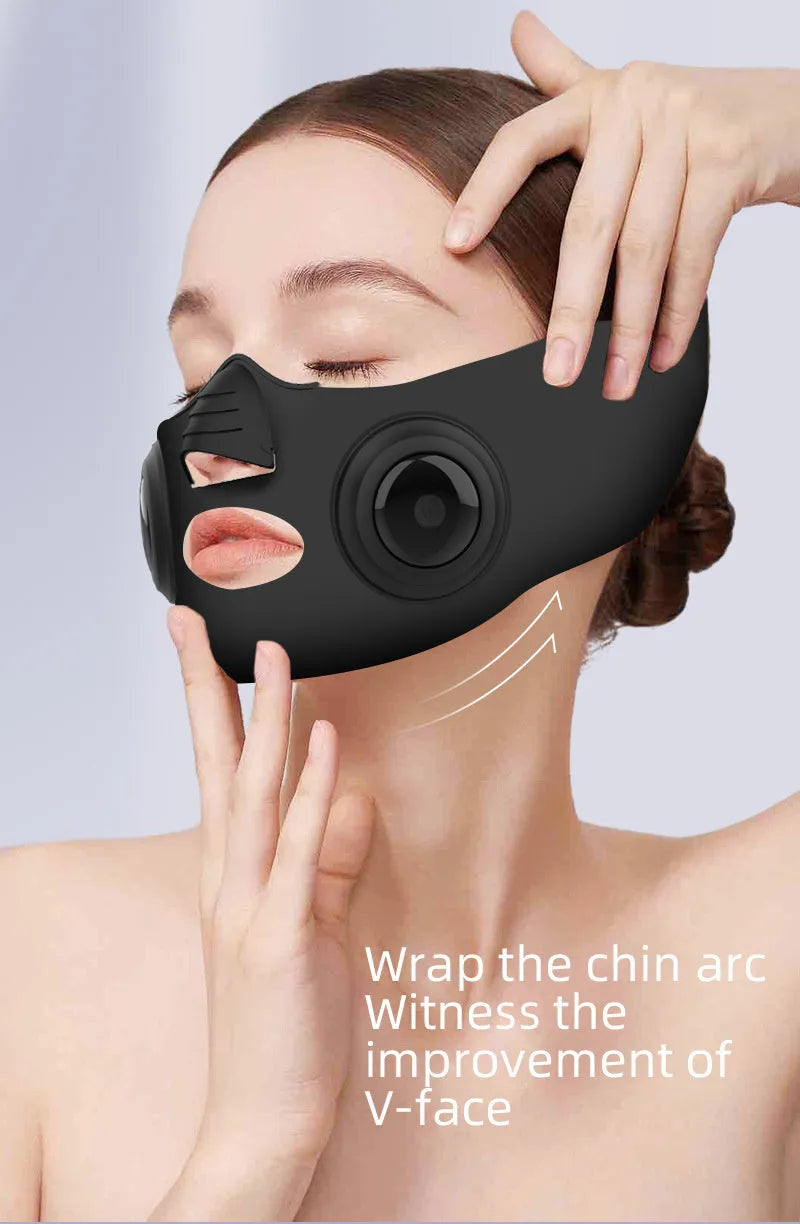 Black photon rejuvenation beauty mask device with USB charging port for facial skincare treatments