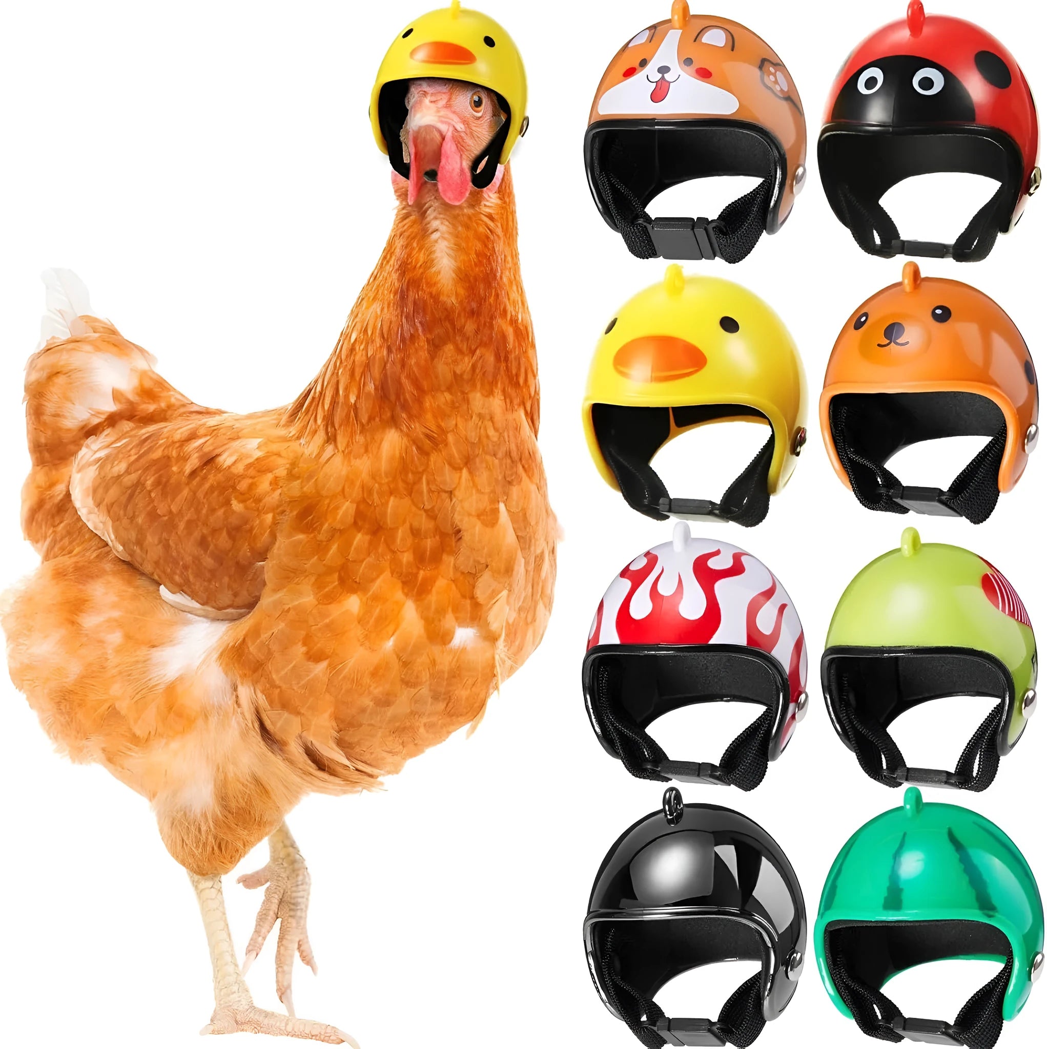Adjustable chicken safety helmet with sponge lining for small poultry and birds