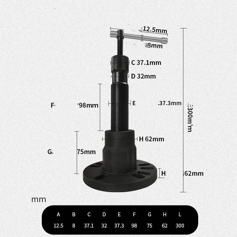 Chrome vanadium steel brake drum and wheel hub dismantlement tool with three style options A, B, and C.