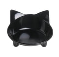 Shallow black melamine pet bowl with a non-slip rubber base for cats and small dogs.
