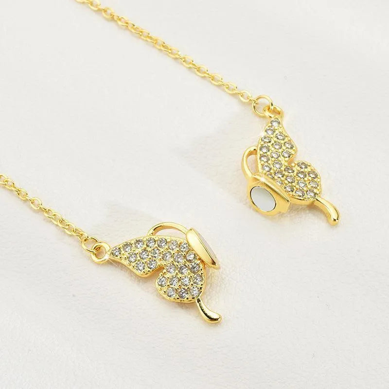 Women's titanium steel clavicle chain necklace with magnetic butterfly clasp in twisted chain style