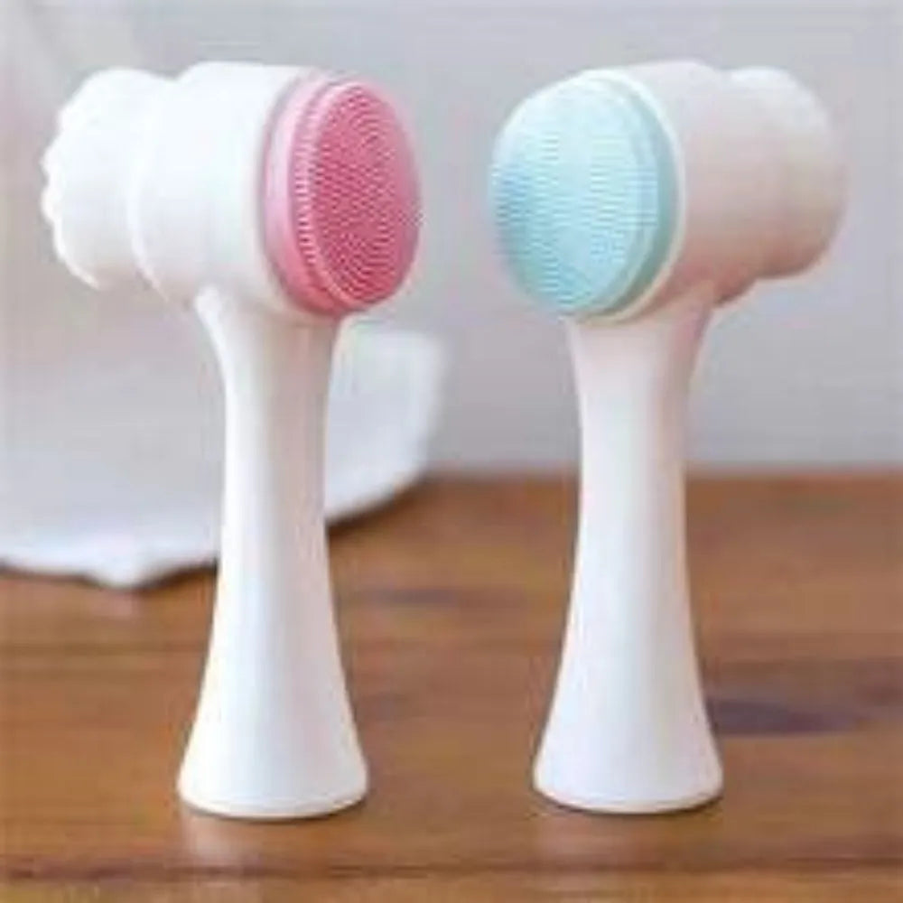 Blue nylon pet grooming brush with gentle bristles for dog and cat coat massage