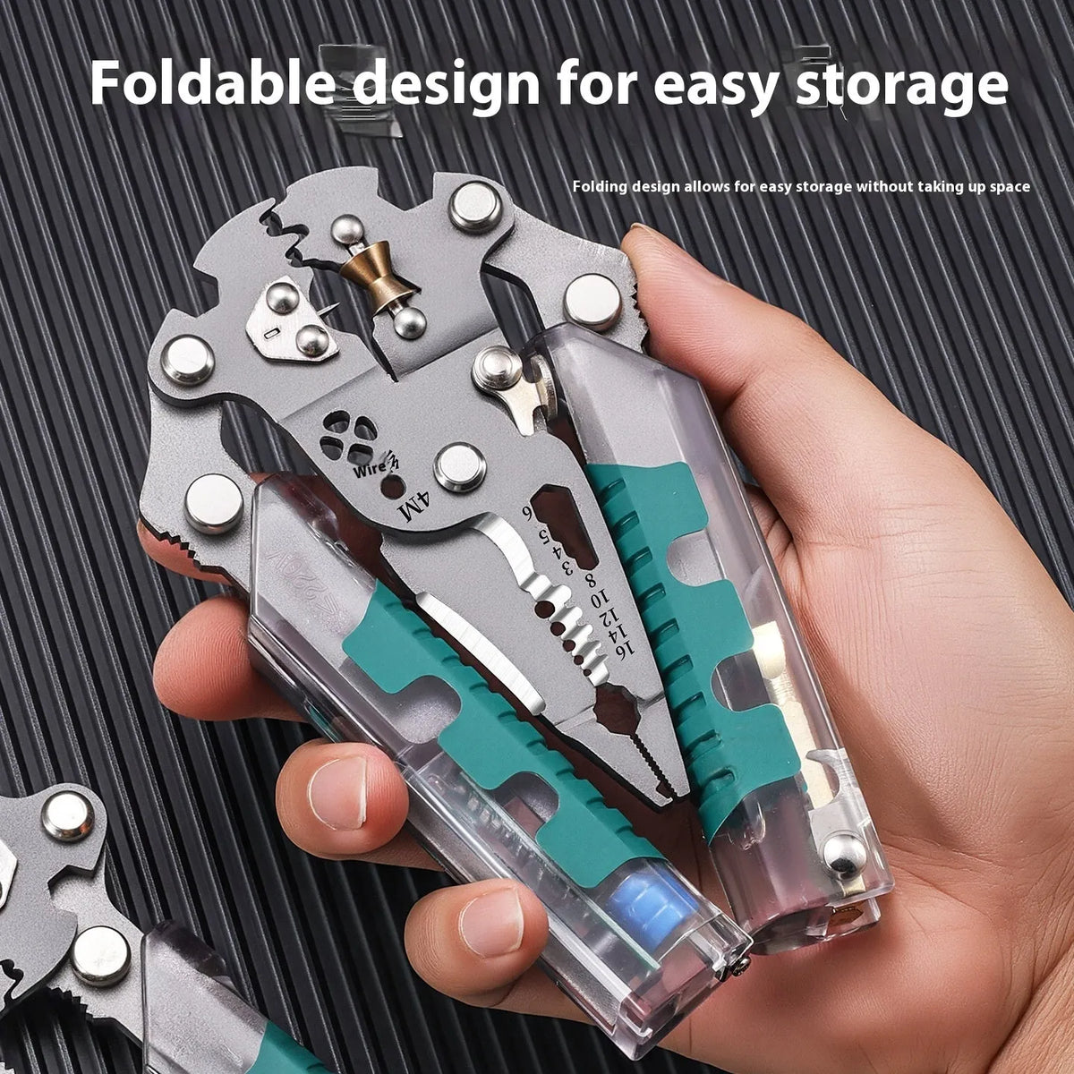 Pointed electricians pliers and wire stripper tool with rust-resistant steel cutting edge