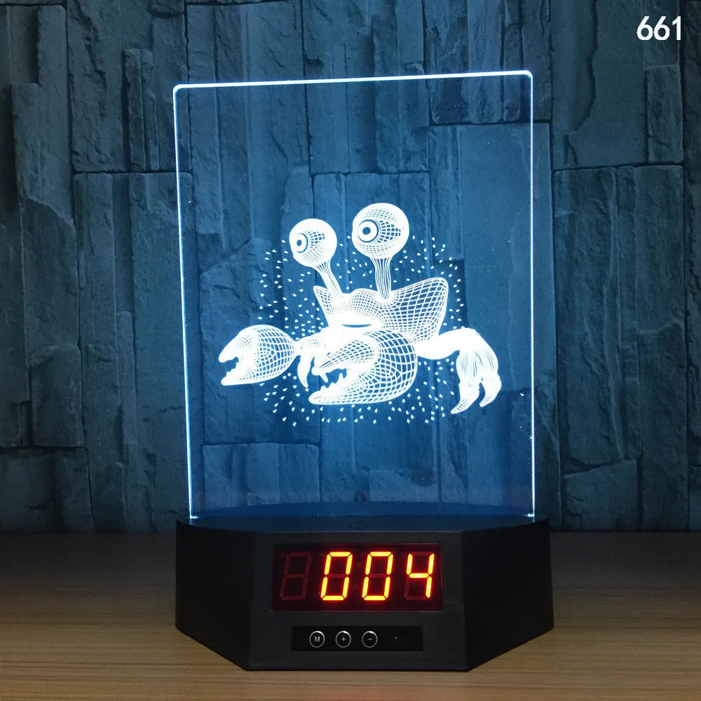 3D blue dolphin LED table night light with remote control on wooden surface