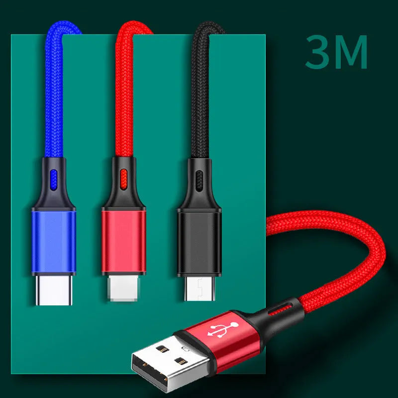 2m mobile phone charging cable with TYPE-C connector in multiple colour options