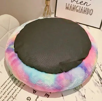 Cotton pet rainbow nest bed, round cat and small dog bed, sizes S 35cm to XL 65cm