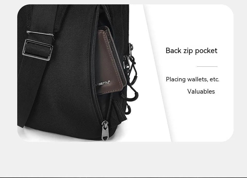 Casual black TPU chest bag with camouflage pattern and shoulder strap