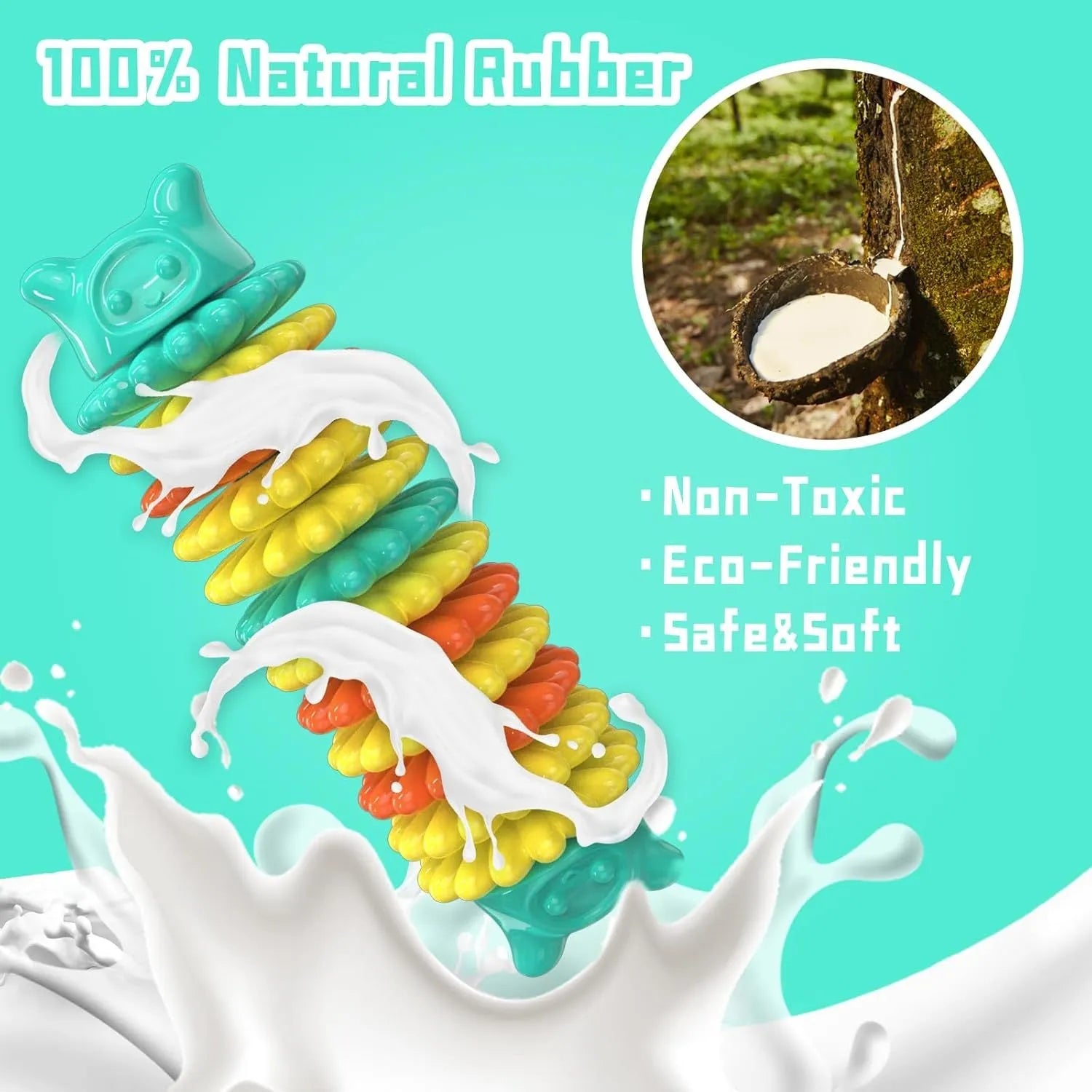Blue natural rubber caterpillar-shaped dog chew toy for aggressive chewers