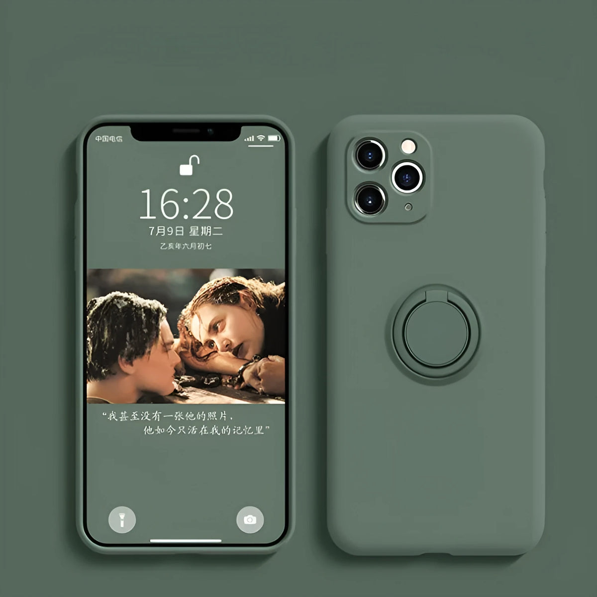 Liquid silicone iPhone case with integrated ring stand in multiple colours for iPhone 12 and older models.