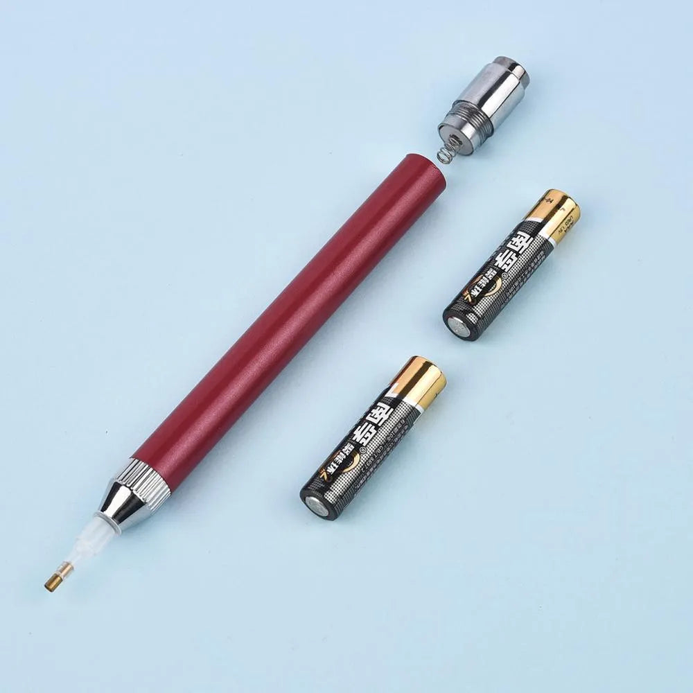 Aluminium alloy luminous single-head drill pen for diamond painting in blue, gold, or red colour